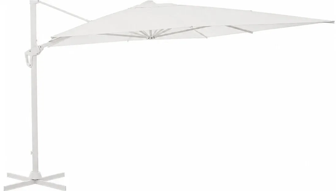 Sonnenschirm Vega aus Aluminium, Ampelschirm 3x4 m, modern, weiß, 360° schwenkbar