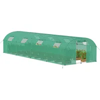 Froadp Gewächshaus Foliengewächshaus 3x8x2 m Folientunnel Winterfest Treibhaus Tomatengewächshaus 24 m2 Stabiles Tomatenhaus mit Verzinktem Stahlrohr inkl. Tür & Fenster, Grün