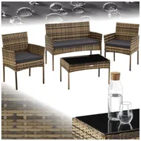 tectake Sitzgruppe Rattan Gartenset, (Set, 4-tlg), für 4 Personen beige