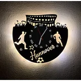 Designbysh Fußball Fan LED Wanduhr Hannover Fanartikel Wanduhr Geschenk Fußballfan