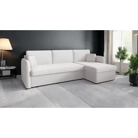 m-punkt Ecksofa NICE Abriamo Boucle Ecru Hell mit Bettfunktion und Bettkasten Bett Sofa Schlafsofa Ottomane Universell Rechts oder Links