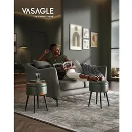 VASAGLE Hocker mit Stauraum LOM005C01 dunkelgrün Kunstleder