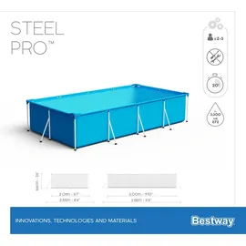 BESTWAY Steel Pro Frame Pool Set 300 x 201 x 66 cm inkl. Filterpumpe