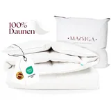 MAXIGA Winter Daunendecke 135x200 – 100% Gänsedaunen, extra warm 1800g, atmungsaktiv & waschbar, , Allergikerfreundlich - Weiß