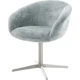 DeLife Polsterstuhl Vinka-Flex, mit Armlehnen Fußkreuz Edelstahl Chenille Pastellblau 360° drehbar Tas blau 69 cm x 79 cm x 63 cm