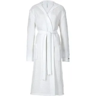 Taubert Bademantel Spa Thalasso, Baumwolle, Kapuze, mit Bindegürtel, für Herren, mit Kapuze, 120 cm, Pique, sehr leicht weiß XS