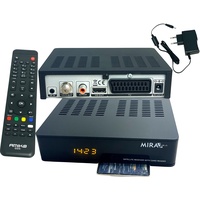 Amiko MIRA3 HD Sat Receiver mit Aufnahmefunktion, Kartenslot, Timeshift, HDMI, PVR, USB, WiFi, AAC-LC, SCART, Coaxial - Sat Receiver HD für Satelliten, Sat Receiver mit 12V Netzteil + HDMI Kabel M@tec