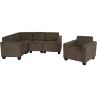 Mendler Modular Sofa-System Couch-Garnitur Lyon 4-1, Stoff/Textil ~ braun