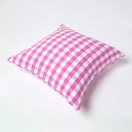 Homescapes Kissenbezug Karierter 60 x 60 cm Pink