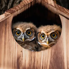 Relaxdays Eulen Nistkasten Holz Hellbraun,