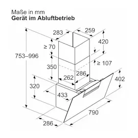 Siemens LC87KFN60 iQ300 Wandesse 80 cm Klarglas schwarz bedruckt