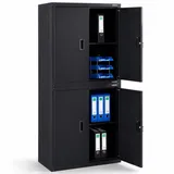 Arebos Aktenschrank Büroschrank Materialschrank Stahlschrank 180 x 90 x 40 cm (2er) Zylinderschloss mit Schlüssel schwarz