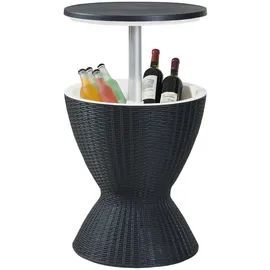casa.pro Atessa Gartentisch 58 x 49 x 58 cm Rattanoptik Schwarz