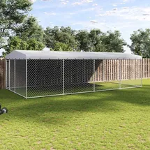 vidaXL Hundezwinger 7,6 x 3,8 x 2,3 m Stahl Grau