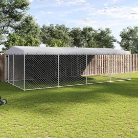 vidaXL Hundezwinger 7,6 x 3,8 x 2,3 m Stahl Grau