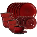 Ritzenhoff & Breker Kombiservice Gambia Kaffeeservice 18er Set (18-tlg), Steinzeug rot