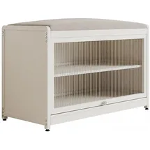 Hti-Living Schuhschrank 70 x 45 x 32 cm mit Schiebetür und Sitzkissen beige / beige