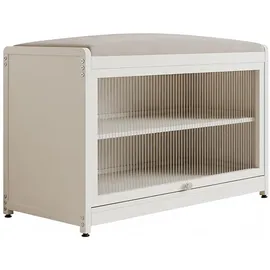 Hti-Living Schuhschrank 70 x 45 x 32 cm mit Schiebetür und Sitzkissen beige / beige