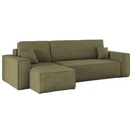 kaiser möbel Ecksofa mit schlaffunktion und bettkasten, Sofa, L-form, Couch, L-form BEST Poso Dicker Cord, Olive Links