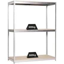 Proregal Schwerlastregal Wood Beast Three HxBxT 200 x 150 x 60 cm 3 Ebenen Fachlast 600 kg Verzinkt