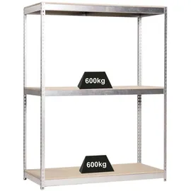 Proregal Schwerlastregal Wood Beast Three HxBxT 200 x 150 x 60 cm 3 Ebenen Fachlast 600 kg Verzinkt
