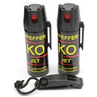 COTCLO Freizeitprofis BALLISTOL Pfefferspray KO Jet 2 Dosen mit je 50 ml - bis zu 5 m Reichweite inkl. Signalpfeife Tactical Molle schwarz
