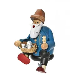 KWO Kunstgewerbe-Werkstätten Olbernhau GmbH Räuchermann Kantenhocker Katzenfreund BxTxH= 9x11x18cm NEU Rauchfigur Rauchmann