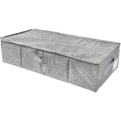 Intirilife Unterbettkommode mit Reißverschluss und Griffen aus Vlies in Grau - 75.5 x 39 x 16 cm - Platzsparende Aufbewahrung für unter dem Bett