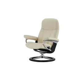 Stressless Relaxsessel Leder 91 x 102 x 79 cm creme mit Hocker