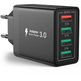 USB Ladegerät, 4 Ports USB Stecker QC 3.0 ladeadapter 33W Schnellen ladegerät Mehrfach USBNetzteil für Samsung Galaxy A51 A50 S21 S20, iPhone 14 13 12 11 Pro Max, Handy Steckdose Charger Netzstecker