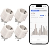 nooie Wlan Steckdose mit Strommessung, Steckdose 4er Pack,Smart Home Smart Steckdose Kompatibel mit Alexa, Smart Life und Tuya App-Steuerung,Zeitschaltuhr,Nur 2.4GHz