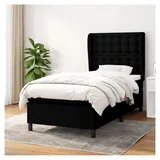 Lattenrost mit Matratze, Schwarz, 90 x 190 cm, Stoff, Plattformbett mit Lattenhalter, einfache Montage, für Schlafzimmer, Erwachsene