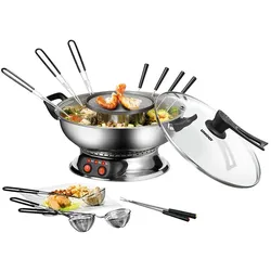Unold 48746 ASIA-FONDUE für Fisch-Fleich-Gemüse, inkl. Grillplatte und Glasdeckel, 4L Kapazität, 2 Heizstufen