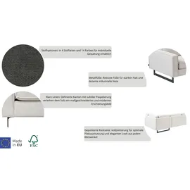 PLACES OF STYLE Ecksofa »Pinto, XXL, 250/290 cm, langer Schenkel, Ottomane«, Cord, Chenille, Lederoptik, mit Keder, Metallfüße, Wellenunterfederung, schwarz