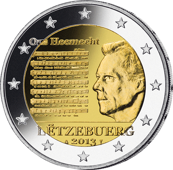 2 Euro Gedenkmünze "Nationalhymne des Großherzogtums Luxemburg" 2013 aus Luxemburg