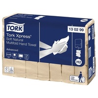 TORK Papierhandtuch Xpress® Soft Natural Advanced H2, 2-lagig, Recyclingfaser, Multifold, 21,3x24 cm, natur, 3780 Blatt beige