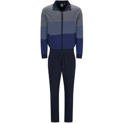 hajo Herren Hausanzug, lang - Klima-Komfort, Zip-Jacke, Baumwoll-Mix Dunkelblau 3XL