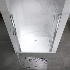 i-flair Duschfalttüren 100-104 cm - Höhe: 195 cm, Duschabtrennung aus 6 mm teilsatiniertem ESG Sicherheitsglas mit Nanobeschichtung