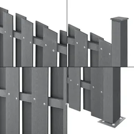 [neu.holz] neu.holz, Gartenzaun mit Rundbogen (165-185)x562 cm Grau