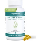 VEGARDIANS Omega 3 Algenöl Kapseln – 60 hochwertige Vegan Omega 3 Kapseln – Hochdosiertes veganes Omega 3 aus Algenöl – 620mg DHA & 350mg EPA Tagesdosis – EPA DHA Omega 3