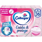 Colcasa, Pflege & Schützt 3 x 12 Toilettenpapier mit Odor Block Technologie, neutralisiert schlechte Gerüche, Packung mit 36 Rollen, 3 Schichten, rosa Rollen mit frischem Duft