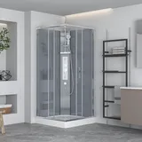 Swiss Aqua Technologies Komplettdusche mit Schiebetür 90 x 90 cm Silber/Weiß  Duschwanne