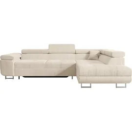 altdecor Ecksofa Cord mit Schlaffunktion 2-Sitzer Beige