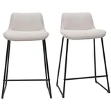 miliboo Barhocker in beigem Stoff mit Samteffekt und Metall H65 cm (2er-Set) BOOST