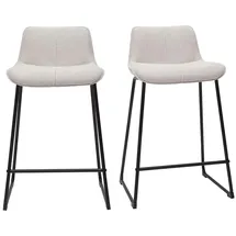 miliboo Barhocker in beigem Stoff mit Samteffekt und Metall H65 cm (2er-Set) BOOST