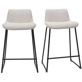 miliboo Barhocker in beigem Stoff mit Samteffekt und Metall H65 cm (2er-Set) BOOST