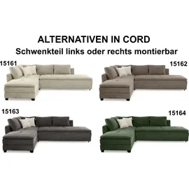 luma-home Eckcouch Kunstleder 3-Sitzer Graubraun/Beige