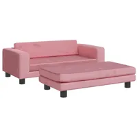 vidaXL Kindersofa mit Hocker Rosa 100x50x30 cm Samt