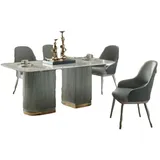 JVmoebel Esszimmerstuhl Design Set 6x Stuhl Lehnstuhl Polster Stühle Gastro Esszimmer Leder, Made in Europa grau