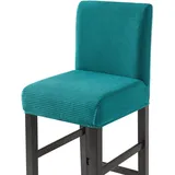 Dehnbare Barhocker-stuhlhussen, Stuhlhussen Mit Niedriger Rückenlehne, 4er-set, Seeblau